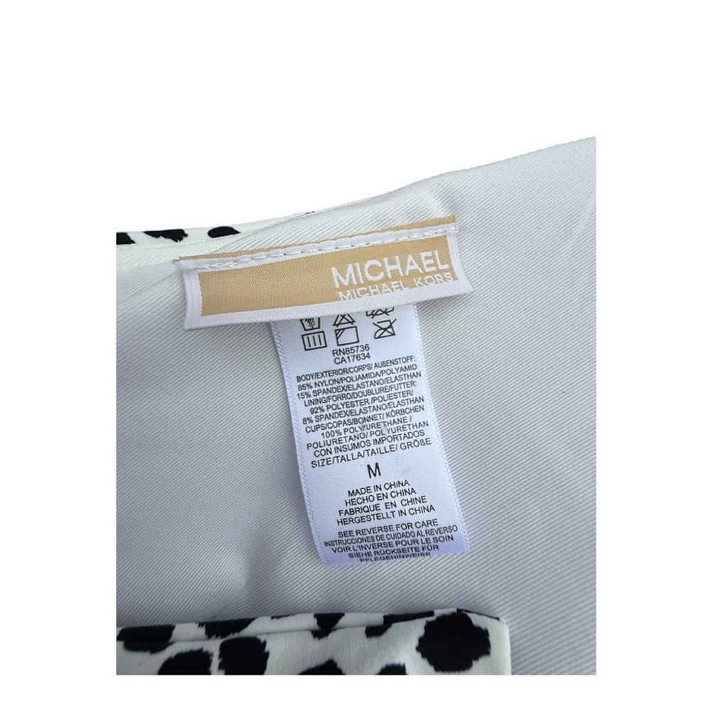 Michael Kors Women’s Medium Tie Back Bikini Top - Spot Black & White NWT - Picture 9 of 12